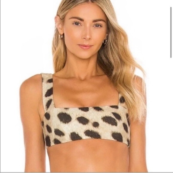 NWT We Wore What Leopard Bandeau Crop Top Athleisure  Sports Bra L - Picture 2 of 7